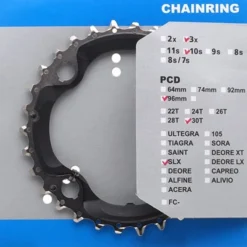 Shimano M672/ 612 30T 10-Speed Triple Chainring